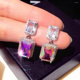 Hoop Earrings Fashion Classic Square Cubic Zircon Shape Earring Women&Girls Delicate Dress-Up Banquet Ornament Wedding Jewellery Gift