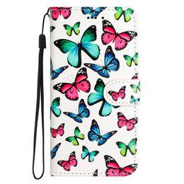 Butterfly Leather Wallet Cases For Samsung A54 S23 Ultra Plus A14 A23 S22 A04 A04E A34 5G Fashion Print Flip Leopard Tree Flower Cat Wolf Cartoon Card Holder Cover Purse