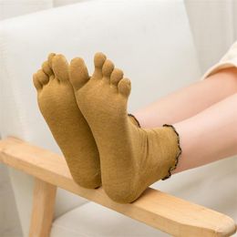 Women Socks 5 Pairs/Set Women's Finger Cotton Simple And Fashionable Ruffle Female Ladies Kawaii Frilly