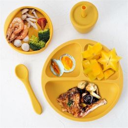 Bowls 200pcs/Lot 20cm Silicone Plate Baby Bowl Spoon/fork Set Optional Sucker Dining Silica Kids BPA-free Dishwasher Microwave Safe