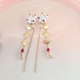 Dangle Earrings 6 Pair /lot Fashion Jewellery Metal Enamel Fan Earring For Women