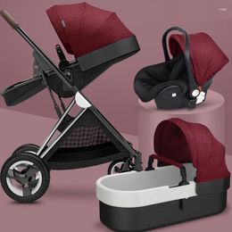 Strollers# Strollers Baby Stroller 3 In1 Four Wheels 2 In 1 Car Kinderwagen Foldable Born Carriage High Landscape Q240429