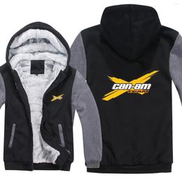 Men's Jackets 2022 Can Am Logo Stripe Brp Team Hoodies Mens Zipper Coat Fleece Thicken Sweatshirt Pullover