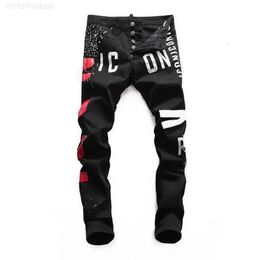 Men's Jeans Mens Designer Distressed Ripped Biker Slim Fit Motorcycle Bikers Denim for Men s Fashion Mans Black Pants Pour Hommesbfyt