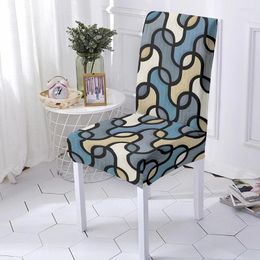 Chair Covers Marble Print Seat Cover Polyester Elastic For Wedding Banquet Party Washable Protector 1/2/4/6 PCS