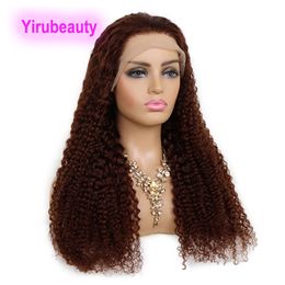 Brazilian Human Hair 6# Colour 13X4 Lace Front Wig Kinky Curly 150% 180% 210% Density 10-32inch Yirubeauty Peruvian Virgin Hair Wigs
