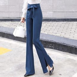 Women's Pants Spring Summer High Waist Palazzo Casual Solid Colour Split Wide Leg Long Suit Trousers Femme Loose Streetwears