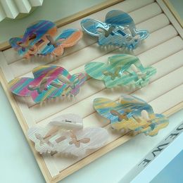 New Creative Design Hair Accessories Fashion Korean 12CM Double Butterfly Hollow Colorful Hair Clip Claw Acrylic Shark Clip