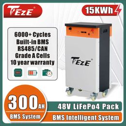 48V 300Ah 51V LifePo4 15kWh Hand-Pushed lithium Battery Built-in BMS Communication Protocol Solar Storage Energy System Tax Free