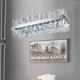 Chandeliers Home Luxury Deco Rectangle Crystal Chandelier For Kitchen Accesories Living Dining Room Bedroom Hanging Lighting Decoration Lamp
