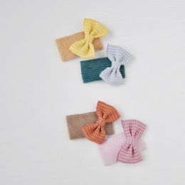 Hair Accessories Cute Corduroy Houndstooth Children Baby Clips Triangle Pin Striped Plaid Bow Hairband Hairgrip Barrette Girls