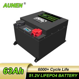 AUNEN Golf cart battery 48V 63AH lithium ion batteries 48V 60AH trailer battery rechargeable 48V forklift with communication