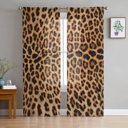 Curtain Leopard Print Sheer Curtains For Living Room Bedroom Kitchen Tulle Windows Voile Drapes Home Decoration