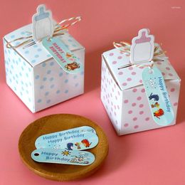 Gift Wrap 10sets Cute Pacifier Bottle Paper Candy Box Bule Pink Dot Party Favor Kids Baby Shower Birthday Decoration With Tag