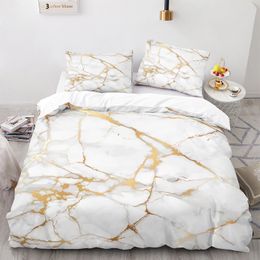 Bedding sets Marble Duvet Cover Set King/Queen Size White Gold Abstract Texture Printed Polyester Quilt 221205