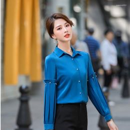Women's Blouses 2022 Summer Office Ladies Work Wear Blouse Female Tops Clothes OL Formal Uniform Designs Business Shirt For Women Plus Size