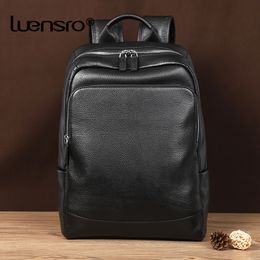 School Bags Natural Cowskin 100% Genuine Men's Fashion Large Capacity Shoolbag For Boy Leather Laptop Backpack Bag 221205