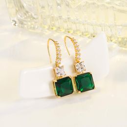 Dangle Earrings DIWENFU 14K Gold Emerald Earring Females Aros Mujer Oreja Yellow Origin Gemstone Jewelry Orecchini For Girls