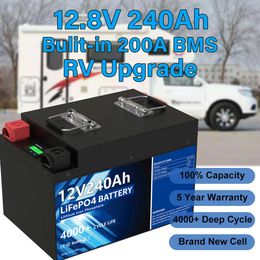 12V 240AH 200AH 360AH LiFePO4 Battery Pack 100% Capacity Lithium 4000+ Cycle 3KW 3072WH 200A BMS For RV/Cart/Solar EU US No TAX