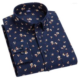 Men's Casual Shirts Plus Size 7XL 6XL Oxford Shirt For Men Cotton Long Sleeve Print Office Daily Floral Regular Fit Fashion With Pocket