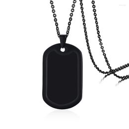 Chains Simple Dog Tag Black Silver Colour Men Necklace Stainless Steel Tide Male Daily Jewellery Gift