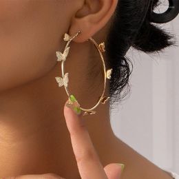 Backs Earrings Butterfly Big Hoop Clip On Earring Circle Non Pierced For Women Girls Romantic Jewellery Valentine's Day Gift