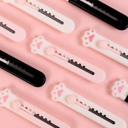 Cute Girly Pink Cat Paw Alloy Mini Portalble Utility Knife Cutter Letter Envelope Opener Mail Knife School Office Supplies
