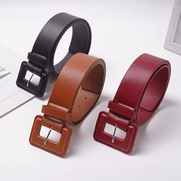 Belts Design Women Pu Leather Wide Girls Needle-free Smooth Buckle For Dress Decorate Waistband Solid Strap