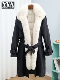 Women's Down Parkas Winter Fashion Women Coat Luxury Fur Collar Office Ladies Long Jacket Casual Thick Warm Windbreaker Outerwear 221205