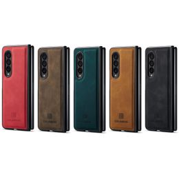 Shockproof Phone Cases for Samsung Galaxy Z Fold 4/3 Pure Colour PU Leather Magnetic Protective Case