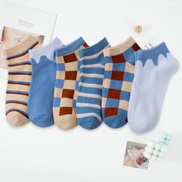 Women Socks 5 Pairs/Set Women's Cotton Embroidery Cartoon Cute Solid Breathable Happy Casual Smile Funny Boat