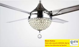 18W Ceiling Fans Light Changeable Light Remote Control220V 110V Crystal Lights Metal Blade for Home Decor Lighting