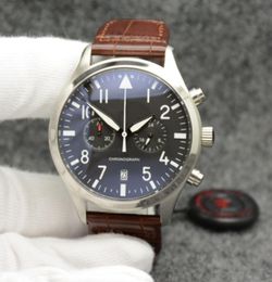 Haute qualite men's quartz battery watch luxury brand leather strap chronograph limited designer silver case pilot professional luminous wristwatch