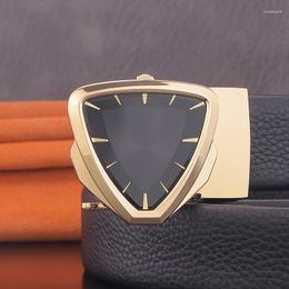 Belts High Quality Fashion Golden Automatic Buckle Men Designer Full Grain Leather Watch Casual Ceinture Homme