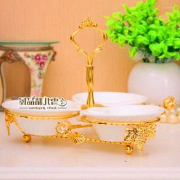 Plates Decoration Wedding European Fruit Disk Dessert Fashion Golden Ceramic Set Home El KTV Articles Creative Tray