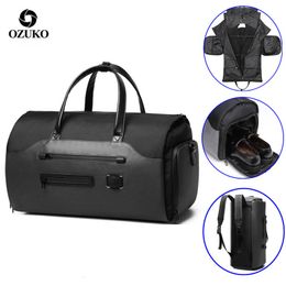 s OZUKO Multifunction Men Suit Storage Large Capacity Luggage Handbag Male Waterproof Travel Duffel Bag Shoes Pocket 221205