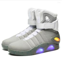 Boots Adults USB Charging Led Luminous Shoes For Men's Fashion Light Up Casual Men B Back To The Future Glowing Man Sneakers Free Ship