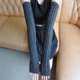 Knee Pads Women Long Knit Fingerless Gloves Winter Fashion Arm Wrist Sleeve Casual Soft Warmer Girl Elbow Mittens Gothic Black