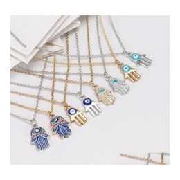 Pendant Necklaces Palm Pendant Necklace Evil Eye Originality Delicate Plated Gold Jewellery Woman Man Card Necklaces 2 2Bd K2 Drop Del Dhlmw