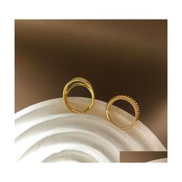 Wedding Rings Gold Color Three Layers Wedding Rings For Women Vintage Strips Engagement Ring Jewelry 215 D3 Drop Delivery Dhp3V