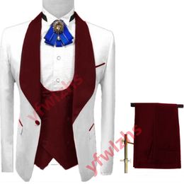 Custom-made Groom Tuxedos One Button Men Suits Shawl Lapel Groomsmen Wedding/Prom/Dinner Man Blazer Jacket Pants Tie Vest M196