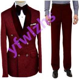 Wedding Tuxedos Embossing Mens Suit Two Pieces Formal Business Mens Jacket Blazer Groom Tuxedo Coat Pants 01296