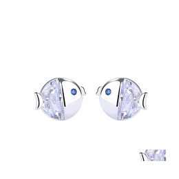 Charm Arrival Cute Tiny Fish Earring Stud 925 Sterling Sier Women Gift Cz Jewelry C3 Drop Delivery Earrings Dhpuj