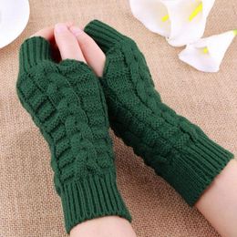 Knee Pads Est Winter Warm Arm Warmers Solid Color Half Finger Gloves Women Classic Knitted Mittens Fashion Outdoor Extended Wristband