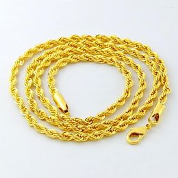 Chains NUMBOWAN Hip Hop 24K Gold Necklace 3MM Twisted Rope Twist Electroplating For Men Women Wedding Jewelry Gifts