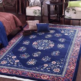 Carpets Handmade 3D Sculptured Traditional Chinese Style Blue And Red Wool Carpet Big Size Living Room Rug Home Decoration