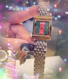 luxury women square red green Colour watch 24mm Fashion 316L Stainless Steel 5ATM Waterproof Relogio Feminino Lady Boutique Party Quartz Wristwatch Gifts