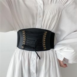 Belts Cummerbunds Dress Elastic Bow Rope Velvet Vintage Rivet Tassel Wide Cummerbund Waist Belt Female Lady