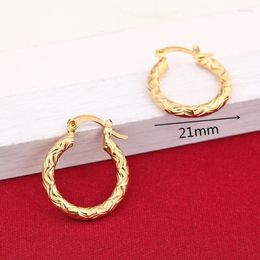 Hoop Earrings Vintage Metal Hand Engraved Pattern Classic Women's Gold Plated Hook Drop324O