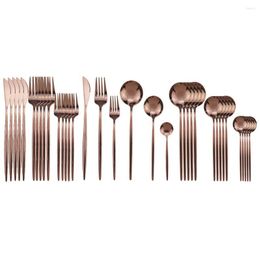 Dinnerware Sets 36Pcs/Set Stainless Steel Dinner Set Rose Knife Fork Spoon Cutlery Gold Tableware Kitchen Silverware